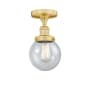 Innovations Lighting Beacon 6" Wide Semi-Flush Globe Ceiling Fixture Satin Gold / Seedy