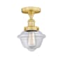 Innovations Lighting Oxford 7" Wide Semi-flush Ceiling Fixture Satin Gold / Clear