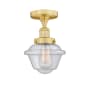 Innovations Lighting Oxford 7" Wide Semi-flush Ceiling Fixture Satin Gold / Seedy