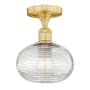 Innovations Lighting Ithaca 8" Wide Semi-Flush Ceiling Fixture Satin Gold / Clear Ithaca