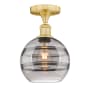 Innovations Lighting Rochester 8" Wide Semi-Flush Ceiling Fixture Satin Gold / Light Smoke