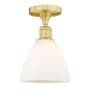 Innovations Lighting Bristol Glass 8" Wide Semi-Flush Ceiling Fixture Satin Gold / Matte White