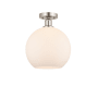Innovations Lighting Athens 10" Wide Semi-Flush Globe Ceiling Fixture Brushed Satin Nickel / Matte White