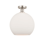 Innovations Lighting Athens 12" Wide Semi-Flush Globe Ceiling Fixture Brushed Satin Nickel / Matte White