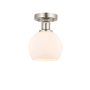 Innovations Lighting Athens 6" Wide Semi-Flush Globe Ceiling Fixture Brushed Satin Nickel / Matte White