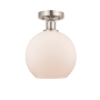 Innovations Lighting Athens 8" Wide Semi-Flush Globe Ceiling Fixture Brushed Satin Nickel / Matte White