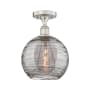 Innovations Lighting Athens Deco Swirl 10" Wide Semi-Flush Ceiling Fixture Brushed Satin Nickel / Light Smoke Deco Swirl