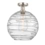 Innovations Lighting Athens 12" Wide Semi-Flush Globe Ceiling Fixture Brushed Satin Nickel / Clear Deco Swirl