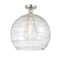 Innovations Lighting Athens 14" Wide Semi-Flush Globe Ceiling Fixture Brushed Satin Nickel / Clear Deco Swirl