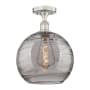Innovations Lighting Athens Deco Swirl 14" Wide Semi-Flush Ceiling Fixture Brushed Satin Nickel / Light Smoke Deco Swirl