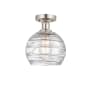 Innovations Lighting Athens 8" Wide Semi-Flush Globe Ceiling Fixture Brushed Satin Nickel / Clear Deco Swirl