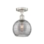 Innovations Lighting Athens Deco Swirl 8" Wide Semi-Flush Ceiling Fixture Brushed Satin Nickel / Light Smoke Deco Swirl