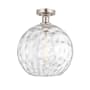 Innovations Lighting Athens 12" Wide Semi-Flush Globe Ceiling Fixture Brushed Satin Nickel / Clear Water Glass