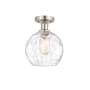 Innovations Lighting Athens 8" Wide Semi-Flush Globe Ceiling Fixture Brushed Satin Nickel / Clear Water Glass