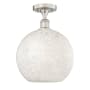 Innovations Lighting White Mouchette 12" Wide Semi-Flush Ceiling Fixture Brushed Satin Nickel / White Mouchette