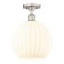 Innovations Lighting White Venetian 12" Wide Semi-Flush Ceiling Fixture Brushed Satin Nickel / White Venetian