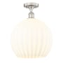 Innovations Lighting White Venetian 14" Wide Semi-Flush Ceiling Fixture Brushed Satin Nickel / White Venetian