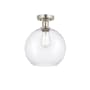 Innovations Lighting Athens 10" Wide Semi-Flush Globe Ceiling Fixture Brushed Satin Nickel / Clear