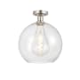 Innovations Lighting Athens 12" Wide Semi-Flush Globe Ceiling Fixture Brushed Satin Nickel / Clear