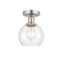 Innovations Lighting Athens 6" Wide Semi-Flush Globe Ceiling Fixture Brushed Satin Nickel / Clear