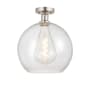 Innovations Lighting Athens 12" Wide Semi-Flush Globe Ceiling Fixture Brushed Satin Nickel / Seedy