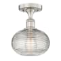 Innovations Lighting Ithaca 8" Wide Semi-Flush Ceiling Fixture Brushed Satin Nickel / Clear Ithaca
