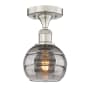 Innovations Lighting Rochester 6" Wide Semi-Flush Ceiling Fixture Brushed Satin Nickel / Light Smoke
