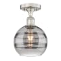 Innovations Lighting Rochester 8" Wide Semi-Flush Ceiling Fixture Brushed Satin Nickel / Light Smoke