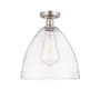 Innovations Lighting Bristol 12" Wide Semi-Flush Ceiling Fixture Brushed Satin Nickel / Clear