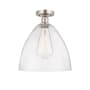 Innovations Lighting Bristol 12" Wide Semi-Flush Ceiling Fixture Brushed Satin Nickel / Seedy