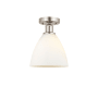 Innovations Lighting Bristol 8" Wide Semi-Flush Ceiling Fixture Brushed Satin Nickel / Matte White
