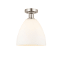 Innovations Lighting Bristol 9" Wide Semi-Flush Ceiling Fixture Brushed Satin Nickel / Matte White