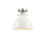 Innovations Lighting Adirondack 9" Wide Semi-Flush Ceiling Fixture Brushed Satin Nickel / Glossy White