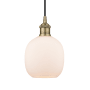 Innovations Lighting Belfast 6" Wide Mini Pendant Antique Brass / Matte White