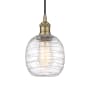 Innovations Lighting Belfast 6" Wide Mini Pendant Antique Brass / Deco Swirl