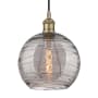 Innovations Lighting Athens Deco Swirl 10" Wide Cord-Hung Mini Pendant Antique Brass / Light Smoke Deco Swirl