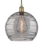 Innovations Lighting Athens Deco Swirl 14" Wide Cord-Hung Pendant Antique Brass / Light Smoke Deco Swirl