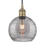 Innovations Lighting Athens Deco Swirl 8" Wide Cord-Hung Mini Pendant Antique Brass / Light Smoke Deco Swirl