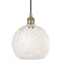Innovations Lighting White Mouchette 10" Wide Cord-Hung Mini Pendant Antique Brass