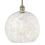Innovations Lighting White Mouchette 14" Wide Cord-Hung Pendant Antique Brass