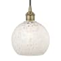 Innovations Lighting White Mouchette 8" Wide Cord-Hung Mini Pendant Antique Brass