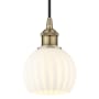 Innovations Lighting White Venetian 6" Wide Cord-Hung Mini Pendant Antique Brass