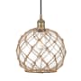Innovations Lighting Farmhouse 10" Wide Pendant Antique Brass / Clear Glass / Brown Rope