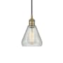Innovations Lighting Conesus 6" Wide Mini Pendant Antique Brass / Clear Crackle