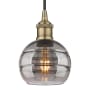 Innovations Lighting Rochester 6" Wide Cord-Hung Mini Pendant Antique Brass / Light Smoke