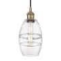 Innovations Lighting Vaz 6" Wide Cord-Hung Mini Pendant Antique Brass / Clear