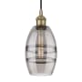Innovations Lighting Vaz 6" Wide Cord-Hung Mini Pendant Antique Brass / Light Smoke