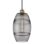 Innovations Lighting Vaz 8" Wide Cord-Hung Mini Pendant Antique Brass / Light Smoke
