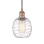 Innovations Lighting Belfast 6" Wide Mini Pendant Antique Copper / Deco Swirl