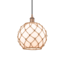 Innovations Lighting Farmhouse 10" Wide Pendant Antique Copper / White Glass / Brown Rope